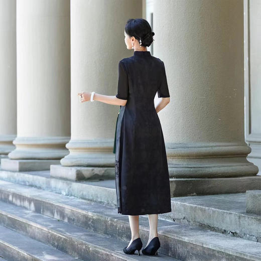 PG801斯尔丽24新款改良旗袍夏季新款薄透朦胧水墨画收腰散摆显高连衣裙 商品图1