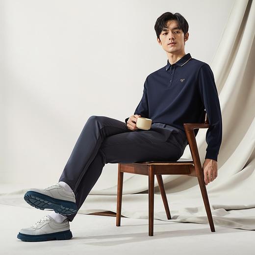 【高端系列】柒牌polo衫长袖男2024秋季新款含桑蚕丝商务翻领T恤127T70280 商品图3