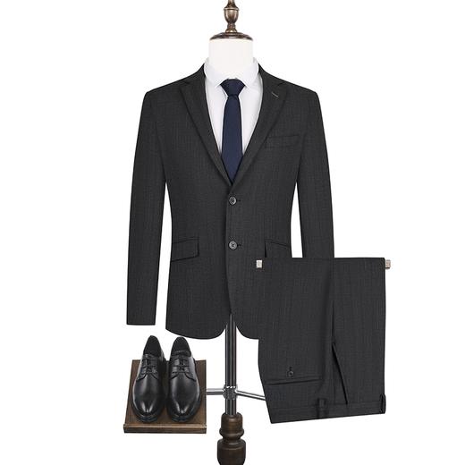 【婚礼季/犀牛褶】柒牌西服套装男2025秋冬新款商务休闲色织条纹西装礼服127C70050 商品图4