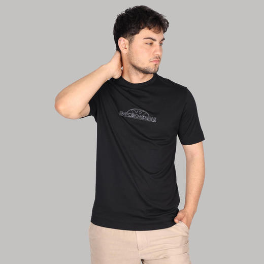 EMPORIO ARMANI 阿玛尼 男士徽标刺绣棉质圆领短袖T恤 海蓝色 3D1TG8 1JOCZ 09Q5 商品图1