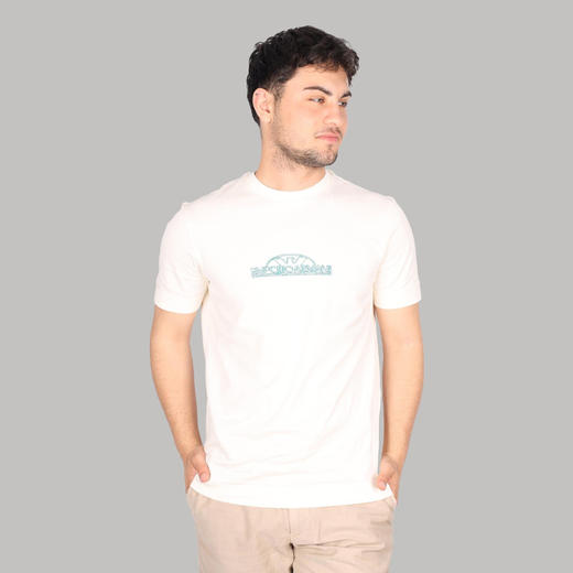 EMPORIO ARMANI 阿玛尼 男士徽标刺绣棉质圆领短袖T恤 米色 3D1TG8 1JOCZ 01A1 商品图1