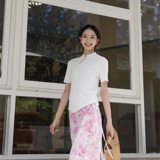 两三事中国风气质中式修身日常夏季时尚少女休闲女装短袖 商品图1