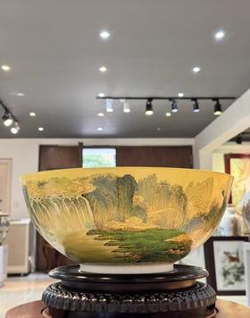 粉彩薄胎山水大赏碗