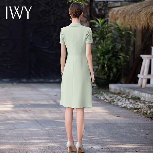IWY/绿色短袖西装连衣裙女夏季新款职业套装ol高端品牌裙子Q926-G 商品图4
