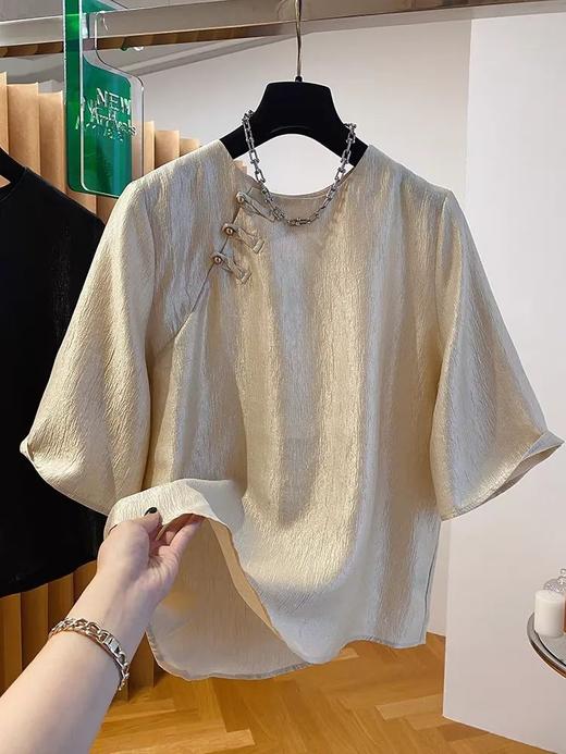 【胖mm大码女装】夏季短袖t恤女 高级感新中式国风潮流上衣  商品图0