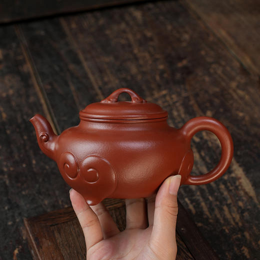 佘秋丽三脚如意壶 大红袍 宜兴紫砂原矿茶壶紫砂壶功夫茶泡茶壶茶具仿古 商品图2