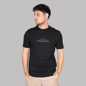 EMPORIO ARMANI 阿玛尼 男士徽标刺绣棉质圆领短袖T恤 海蓝色 3D1TG8 1JOCZ 09Q5