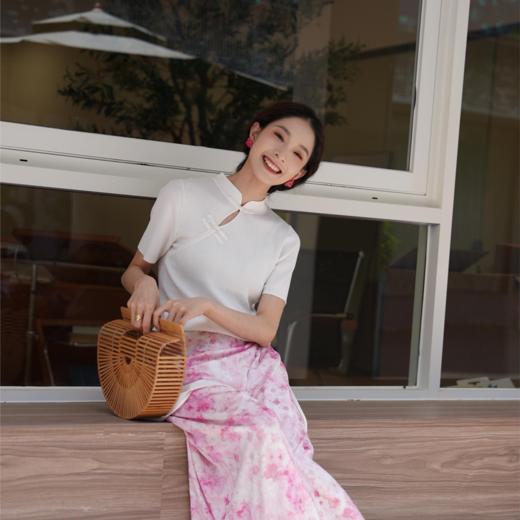 两三事中国风气质中式修身日常夏季时尚少女休闲女装短袖 商品图3