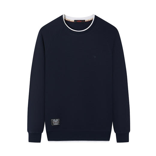 【抗静电】柒牌假两件卫衣男2024秋季新款华夫格套头圆领休闲上衣127W70400 商品图4