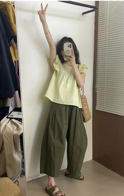 老米优品🎈 显瘦~日杂风！《chao态棉气球裤》 会呼吸的氧气裤🍃 面包般的舒适柔软，好打理！宽宽裤腿，宽胯扁臀等小缺点全部遮住！松紧腰头，无紧绷束缚感，对腰围包容性好！ 商品图8