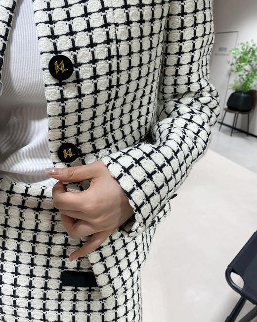 现货 THS 6.21- 拉格菲尔·德重磅棋盘格花呢香风短外套 半裙 BF1014  BK1141 商品图4