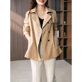 85407原形西装领外套女小个子休闲风衣2024春季新款中长款时尚百搭上衣