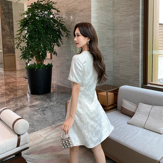 [奢姿轻奢系列]大码女装2024夏季钻饰减龄连衣裙胖妹妹提花裙子8942863167 商品图3