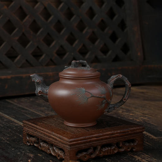 严伟敏劲松壶 紫泥 宜兴紫砂原矿茶壶紫砂壶功夫茶泡茶壶茶具仿古 商品图0