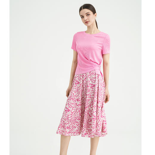 司歌弹力圆领短袖T恤不对称上衣休闲显瘦T891139Y 商品图4