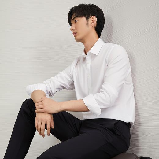 柒牌纯棉长袖衬衫男2024春秋新款商务正装白色翻领衬衣127A70690 商品图1