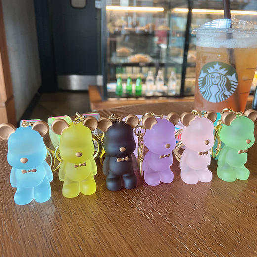 【渐变“暴力熊“，创意可爱挂件，钥匙扣来啦！】卡通暴力熊 可爱钥匙链 情侣小礼品 公仔书包挂件 包包挂饰钥匙扣，书包挂坠挂链硅胶新款，个性十足 随心搭配-QQ 商品图2