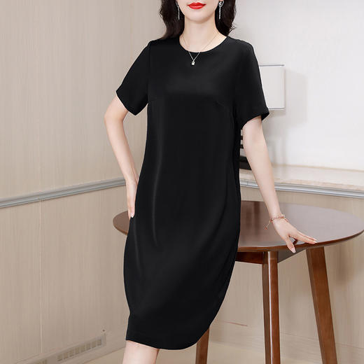 AHM xyz3331纯色圆领法式气质连衣裙时尚宽松显瘦裙 商品图3