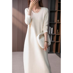 89167原形U领显瘦连衣裙女肌理感2024春季新款休闲宽松长裙子高级感