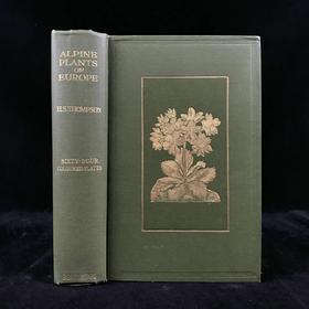 含彩色藏书票！约20世纪早期 欧洲高山植物图鉴 64页彩色插图 漆布精装32开