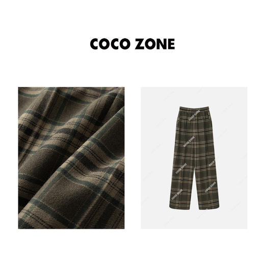 COCO ZONE“格调”美拉德格子春秋裤松紧腰直筒长裤23C19768 商品图2