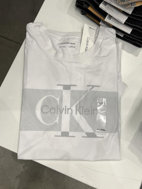 Calvin Klein/CK 男士纯棉夏季字母印花LOGO透气休闲圆领短袖T恤