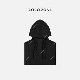 COCO ZONE 新款时尚黑色系绳休闲连帽卫衣 23C29136