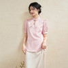 新中式国风立领提花衬衫女夏季浪漫古韵珠扣装饰衬衣V1541339 商品缩略图2
