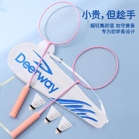 开学季福利！【2个球拍+球包+赠送3个尼龙球】德尔惠官网羽毛球拍官方正品旗舰店儿童全碳素碳纤维超轻单支双拍