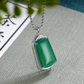 子佩集S925银玉髓夏雨幽境套链【DZ016855】纯银绿玉髓项链无事牌2406