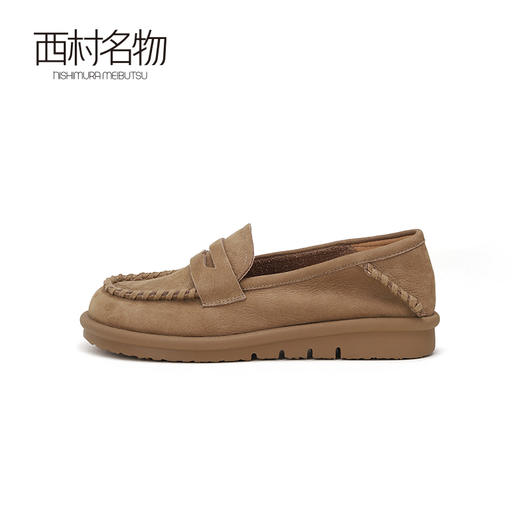 西村名物2024夏季新品真皮超软软底平底透气通勤牛皮复古乐福鞋女T24CE38361 商品图1