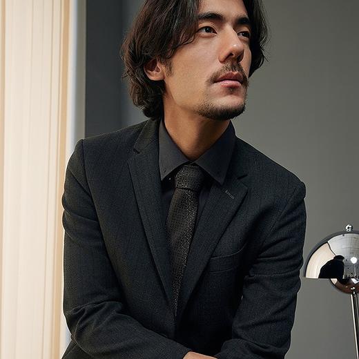 【婚礼季/犀牛褶】柒牌西服套装男2025秋冬新款商务休闲色织条纹西装礼服127C70050 商品图2