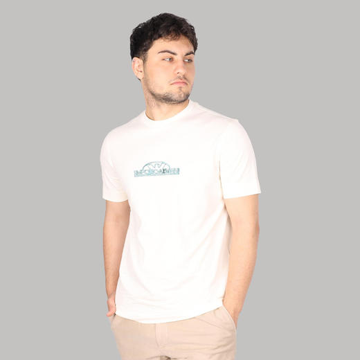 EMPORIO ARMANI 阿玛尼 男士徽标刺绣棉质圆领短袖T恤 米色 3D1TG8 1JOCZ 01A1 商品图0