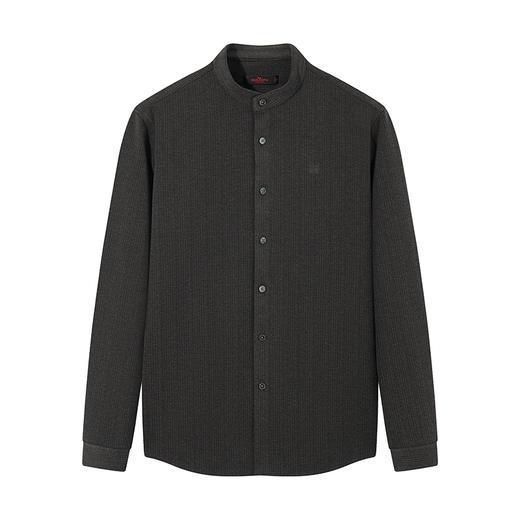 【中华立领】柒牌男士长袖衬衫2024秋冬新款时尚休闲双面磨毛衬衣127A70080 商品图4