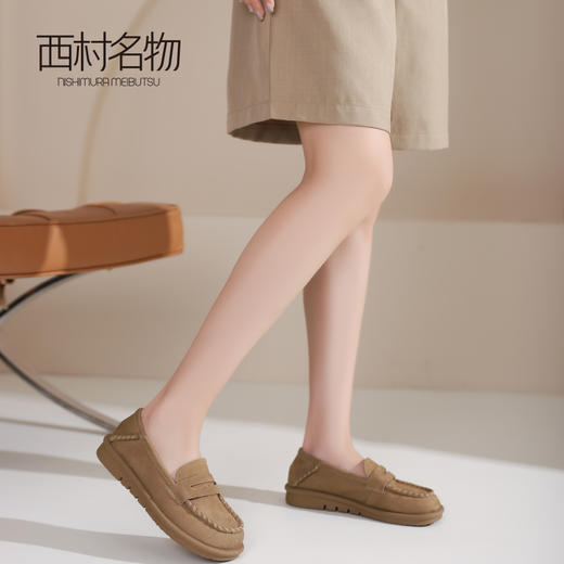 西村名物2024夏季新品真皮超软软底平底透气通勤牛皮复古乐福鞋女T24CE38361 商品图2