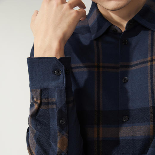 【高端系列】柒牌长袖衬衫男士2024秋冬新款时尚格纹提花针织衬衣127A70130 商品图2