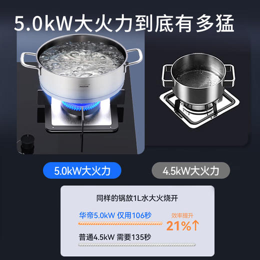 华帝（VATTI）JZT-ZJ306 防爆玻璃面板  双眼灶燃气灶 家用嵌入式 5.0kW 一级能效（天然气） 商品图1