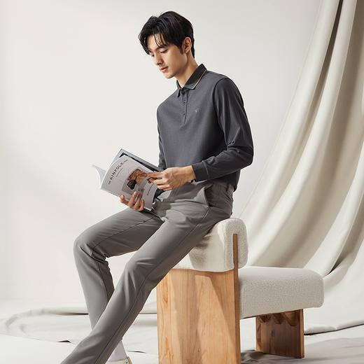 【高端系列】柒牌polo衫长袖男2024秋季新款含桑蚕丝商务翻领T恤127T70280 商品图1