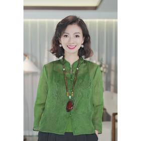 西子/桑蚕丝【青萝】花罗提花国风立领纱衣含吊带衬衣开衫/WTCY071