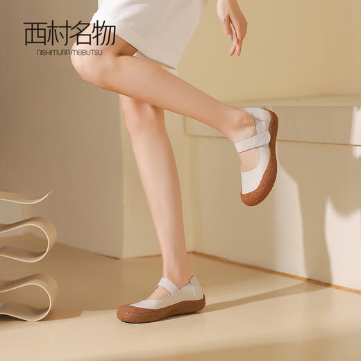 西村名物2024夏季新品复古软皮软底真皮通勤休闲鞋浅口单鞋晚晚鞋T24CE38341 商品图2