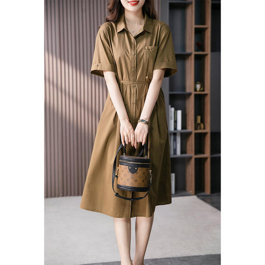 89061原形法式气质衬衫连衣裙女夏季2024新款韩版系带收腰显瘦A字裙 商品图2