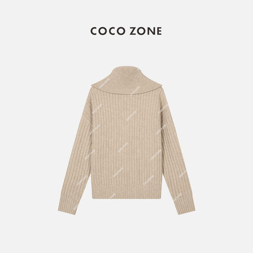 COCO ZONE100%羊毛半开领毛衣拉链时尚长袖针织 23C29634 商品图1