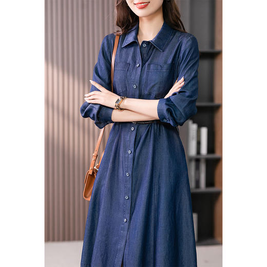 87891原形牛仔连衣裙女中长款2024春夏季新款韩版高级感气质收腰a字裙 商品图2