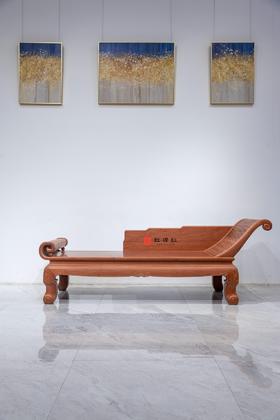 红桥红  家具严选  缅甸花梨（大果紫檀）【215 扶手贵妃床 独板】