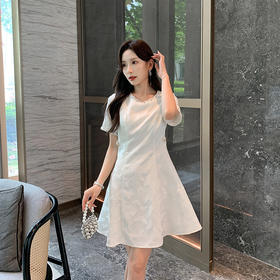 [奢姿轻奢系列]大码女装2024夏季钻饰减龄连衣裙胖妹妹提花裙子8942863167