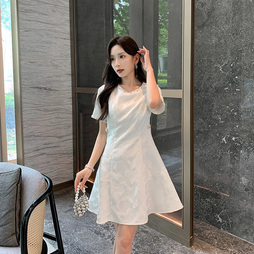 [奢姿轻奢系列]大码女装2024夏季钻饰减龄连衣裙胖妹妹提花裙子8942863167 商品图0