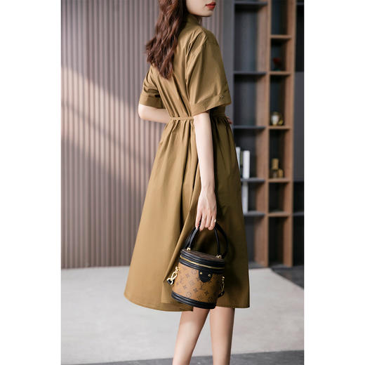 89061原形法式气质衬衫连衣裙女夏季2024新款韩版系带收腰显瘦A字裙 商品图4