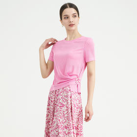 司歌弹力圆领短袖T恤不对称上衣休闲显瘦T891139Y