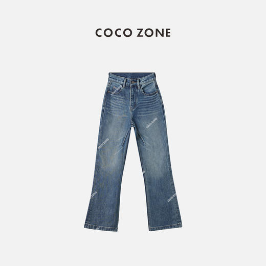 COCO ZONE冬季加薄绒直筒裤美式修身百搭牛仔裤23C50042 商品图0