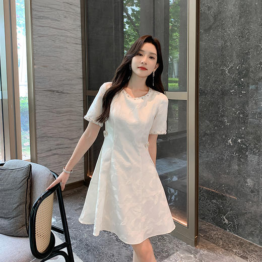 [奢姿轻奢系列]大码女装2024夏季钻饰减龄连衣裙胖妹妹提花裙子8942863167 商品图4